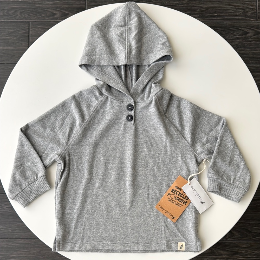 Easy Peasy Heather Grey Lightweight Hoodie 18 Months
